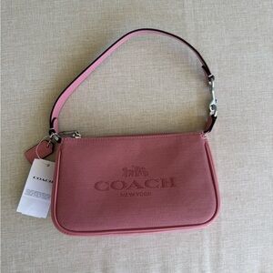 Coach Pink Leather Shoulder Bag with Silver Hardware